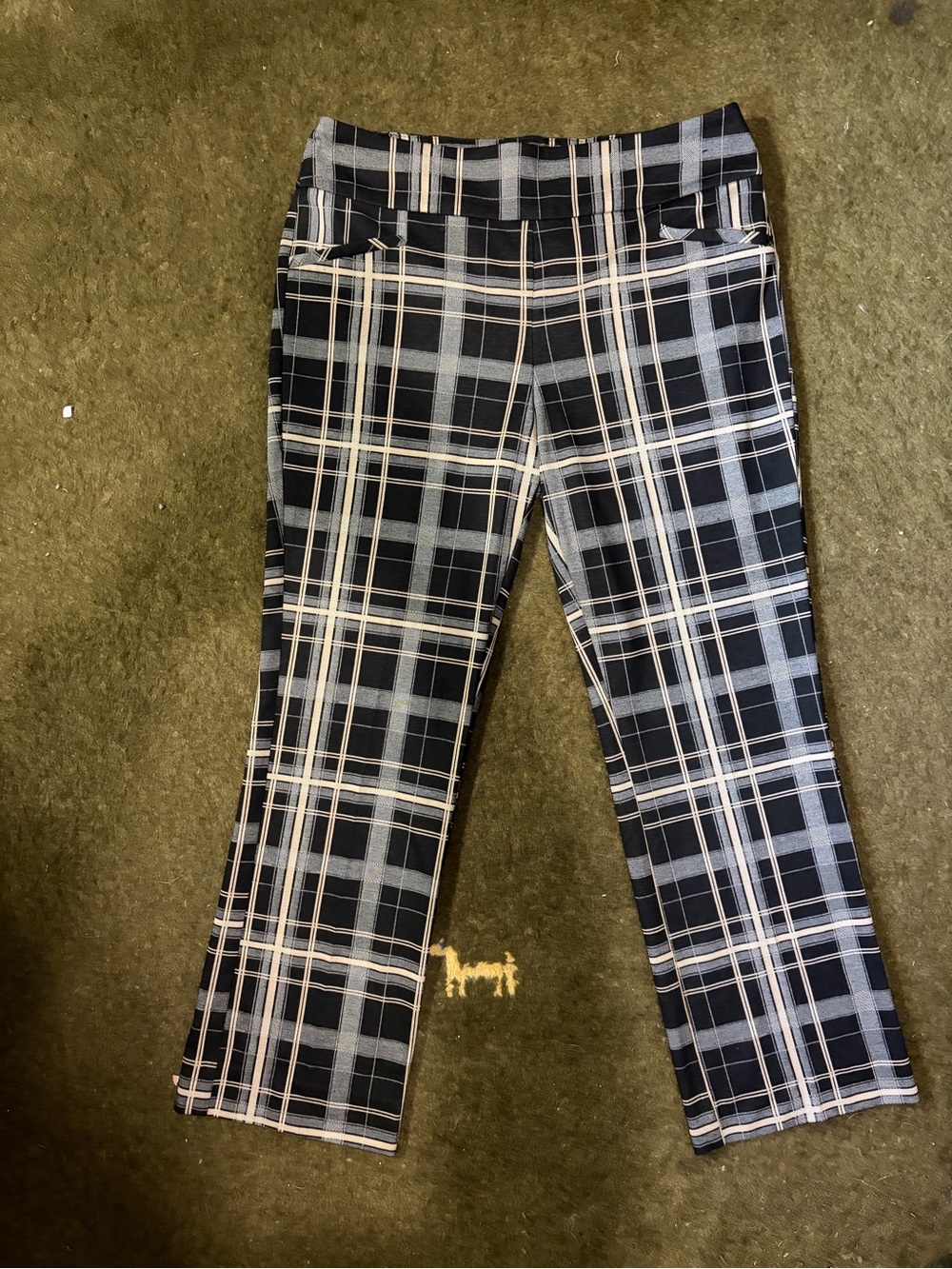 New York & Company Black, Gray and Cream Plaid Trousers